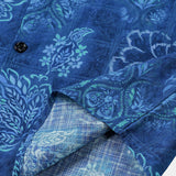 Men's Blue Hawaiian Shirt with Large Flowers
