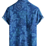 Men's Blue Hawaiian Shirt with Large Flowers
