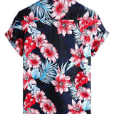 Men's Navy Hawaiian Shirt with Tropical Plants
