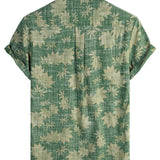 Men's Green Retro Hawaiian Shirt with Chest Pocket