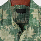 Men's Green Retro Hawaiian Shirt with Chest Pocket
