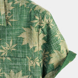 Men's Green Retro Hawaiian Shirt with Chest Pocket