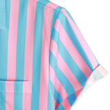 Men's Blue Shirt with Flamingos and Stripes