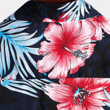 Men's Navy Hawaiian Shirt with Tropical Plants