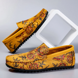 Men's Leather Loafers with Floral Detail