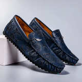 Men's Leather Loafers with Floral Detail