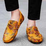Men's Leather Loafers with Floral Detail