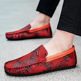 Men's Leather Loafers with Floral Detail