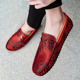 Men's Leather Loafers with Floral Detail