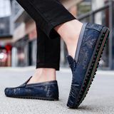 Men's Leather Loafers with Floral Detail