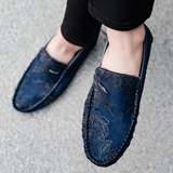 Men's Leather Loafers with Floral Detail