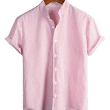 Men's Short Sleeve Mandarin Collar Shirt