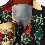 Men's Skull and Rose Print Shirt