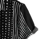 Harold Men's Retro Striped and Dotted Short Sleeve Shirt – Black