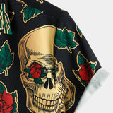 Men's Skull and Rose Print Shirt