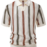 Men's Open-Knit V-Neck Polo Shirt