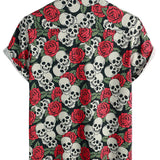Men's Skull and Rose Print Shirt