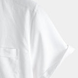 Harold Men's Short Sleeve Shirt with Mandarin Collar and Chest Pocket
