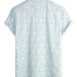 Blue Men's Casual Floral Shirt