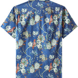 Men's Blue Shirt with Small Floral Pattern