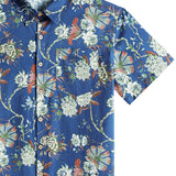 Men's Blue Shirt with Small Floral Pattern
