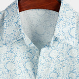 Blue Men's Casual Floral Shirt