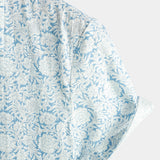 Blue Men's Casual Floral Shirt