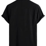 Harold Men's Short Sleeve Shirt with Mandarin Collar and Chest Pocket