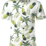 Men's White Shirt with Pineapple Print