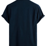 Men's Mandarin Collar Shirt with Chest Pocket