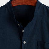 Men's Mandarin Collar Shirt with Chest Pocket