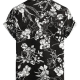Black Men's Short Sleeve Floral Shirt