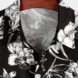 Black Men's Short Sleeve Floral Shirt