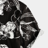 Black Men's Short Sleeve Floral Shirt