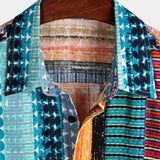 Men's Blue Shirt with Colourful Stripes