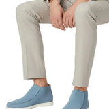 Men's Ankle-Height Suede Loafers – Light Blue