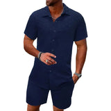 Textured Men's Shirt and Shorts Set