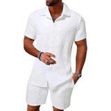 Textured Men's Shirt and Shorts Set
