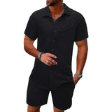 Textured Men's Shirt and Shorts Set