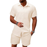Textured Men's Shirt and Shorts Set