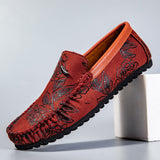 Men's Leather Loafers with Floral Detail