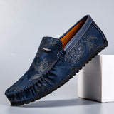 Men's Leather Loafers with Floral Detail