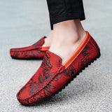 Men's Leather Loafers with Floral Detail