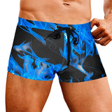Gary Men's Swim Shorts with Blue Flame Pattern