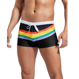 Allan Men's Swim Trunks with Rainbow Stripes