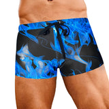Gary Men's Swim Shorts with Blue Flame Pattern