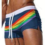 Allan Men's Swim Trunks with Rainbow Stripes