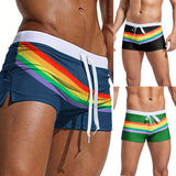 Allan Men's Swim Trunks with Rainbow Stripes