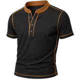 Men's Henley Shirt with Contrast Trim