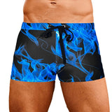 Gary Men's Swim Shorts with Blue Flame Pattern